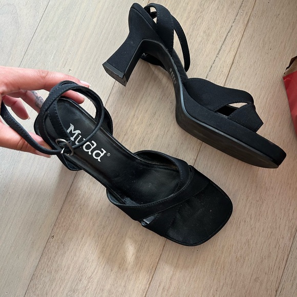 Mudd black mini heel MYA vintage Y2K square toe kitten heels chunky - Picture 1 of 4